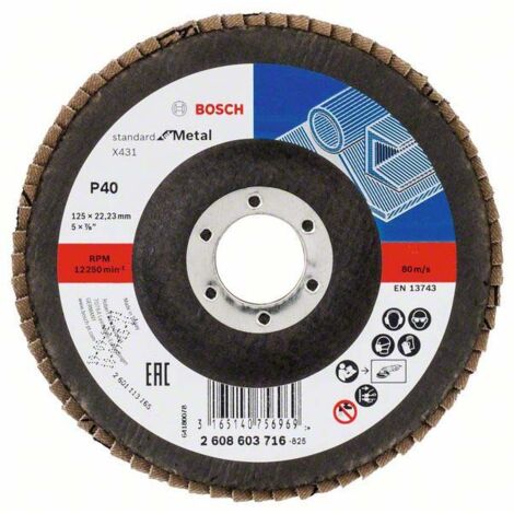 Bosch Fächerschleifscheibe X431 Standard for Metal gerade 125 mm 40 Glasgewebe - 2608603716