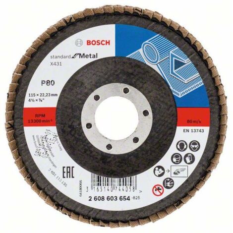 Bosch Fächerschleifscheibe X431 Standard for Metal gewinkelt 115 mm 22,23 mm 80 - 2608603654