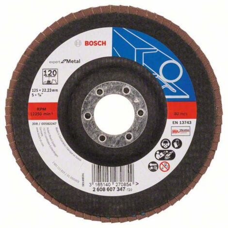 Bosch Fächerschleifscheibe X551 Expert for Metal, gerade, 125mm, 120, Glasgewebe
