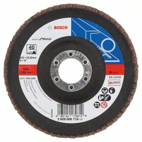 Bosch Fächerschleifscheibe X551 Expert for Metal gewinkelt 125 mm 40, Glasgewebe