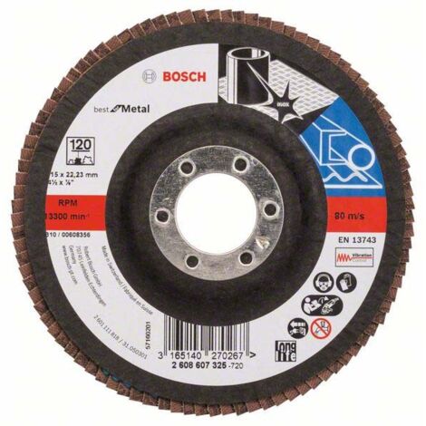 Bosch Fächerschleifscheibe X571 Best for Metal gerade 115 mm 120 Glasgewebe 10 Stk