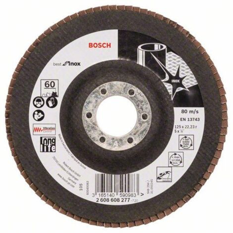 Bosch Fächerschleifscheibe X581 Best for Inox gerade 125 mm 60 Glasgewebe 10 Stk