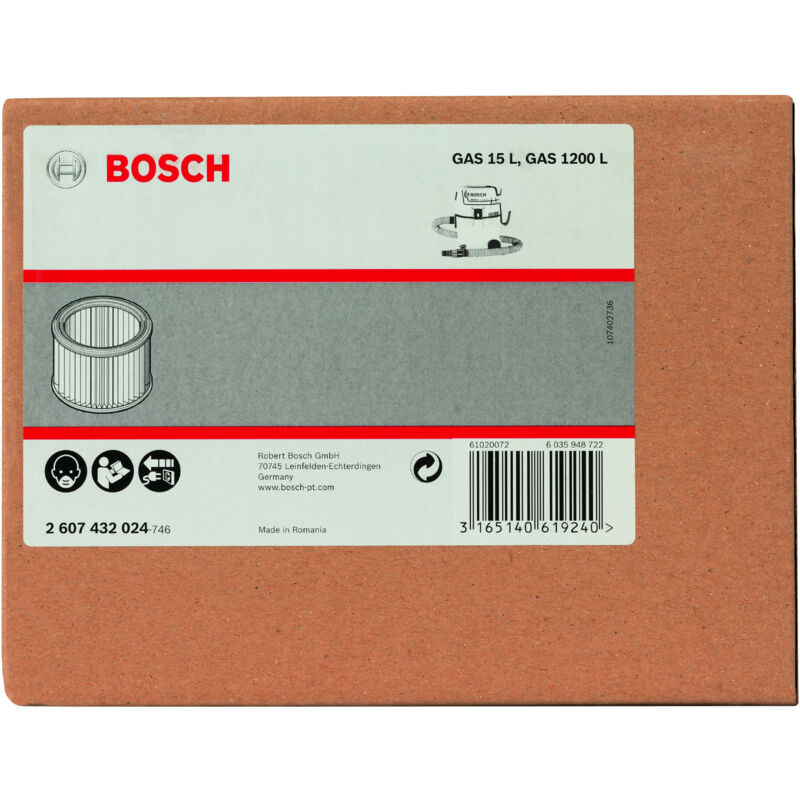 

BOSCH 2607432024 Filtro de pliegues Para GAS 15 L