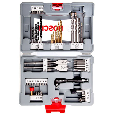 Bosch – Foret à métaux pour perceuse – Assortiment de 49 pièces – 4 forets à béton, 7 forets métalliques, 5 forets à bois – 2608P00233