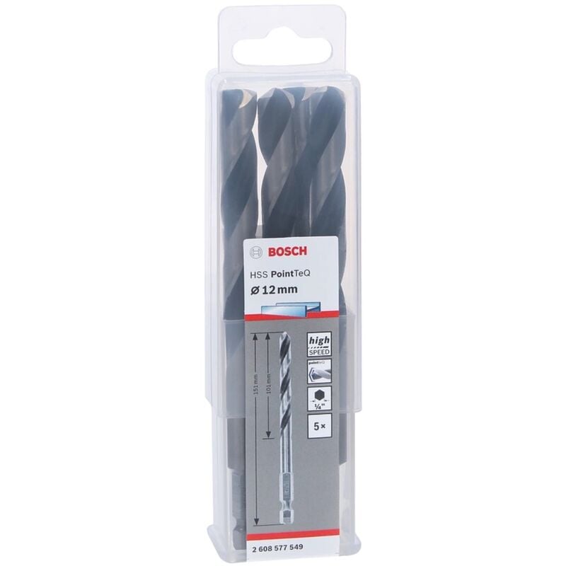 Bosch - PointTeQ hss Twist Drill Hex 12 x 101 x 151 mm 5 pcs ( 2608577549 ) fr Metal