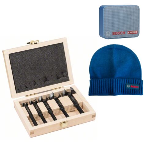 Bosch Forstnerbohrer-Set, 5-teilig, 15 - 35 mm, toothed-edge &  JBL GO2 Lautsprecher, Bosch Beanie