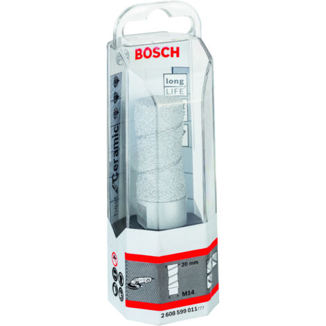 Bosch – Fraise diamantée PRO Ceramic dry X-Lock 20 mm – Longueur 35 mm – Pour céramiques dures – 2608599011