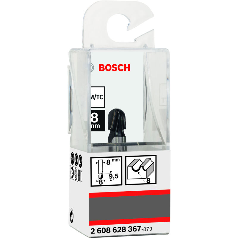 Bosch - Fraise demi-ronde 8 mm R1 4 mm p 8 mm l 92 mm g 40 mm 2608628367