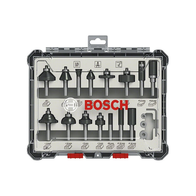 Set mit 15 Bosch 6 mm Schaftfräsern - 2607017471