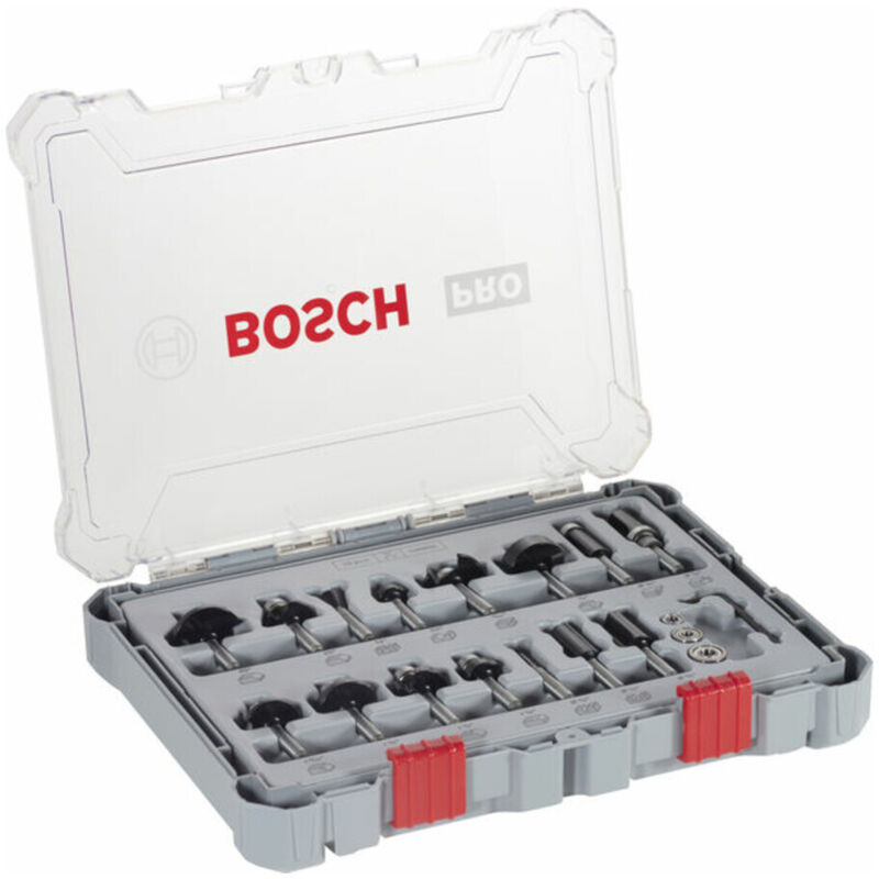 Image of Freihandfräser-Set, 1/4-Schaft, 15-tlg. - Bosch