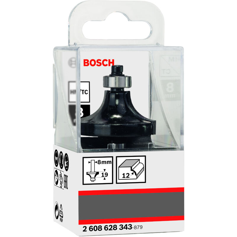 

BOSCH 2608628343 Fresa para redondear 8 mm R1 12 mm L 19 mm G 60 mm
