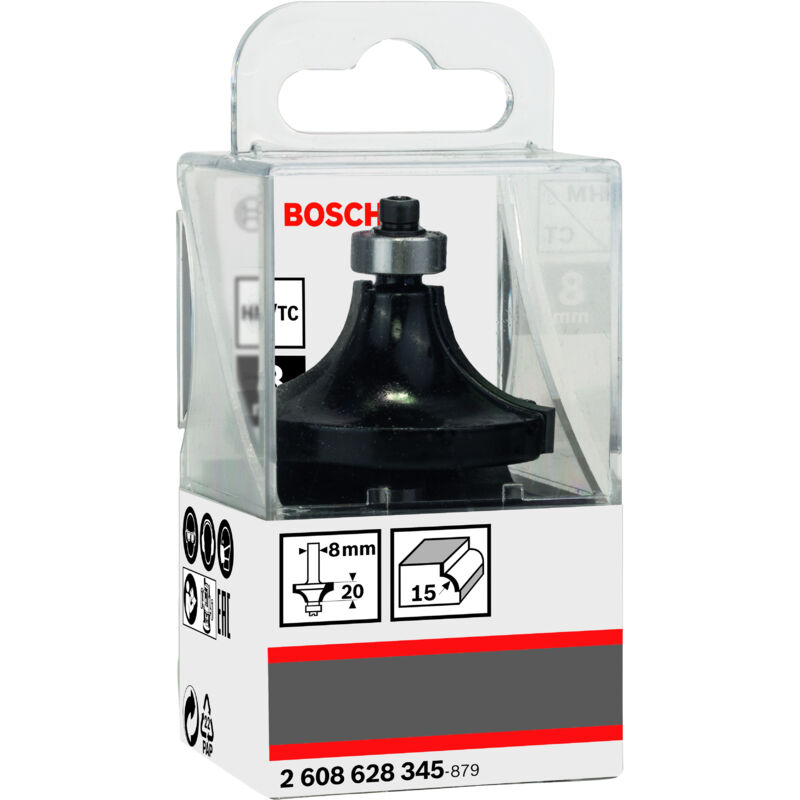 

BOSCH 2608628345 Fresa para redondear 8 mm R1 15 mm L 22 mm G 66 mm