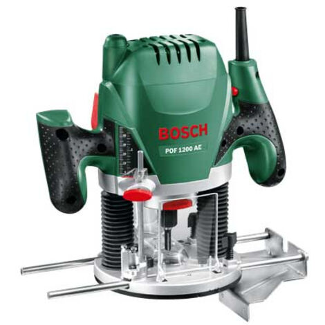 Bosch fresadora POF 1200 AE (1200 W, velocidad de giro en vacío: 11 000-28 000 min-1, portaherramientas 6 mm, adaptador de aspiración)