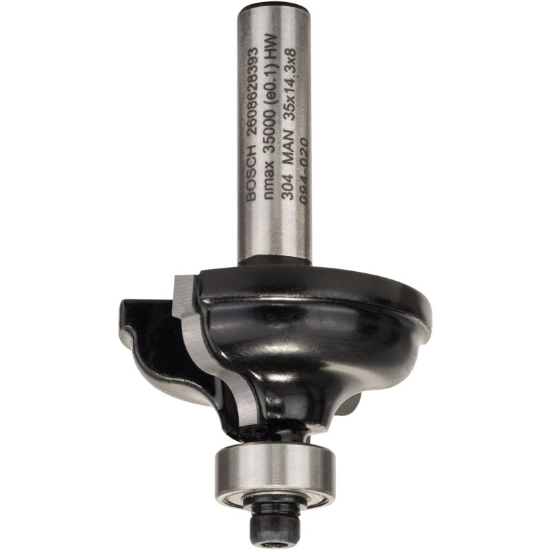 Fresa a forma di bordo C, 8 mm, R1 4,8 mm, B 9,5 mm, L 14 mm, G 57 mm