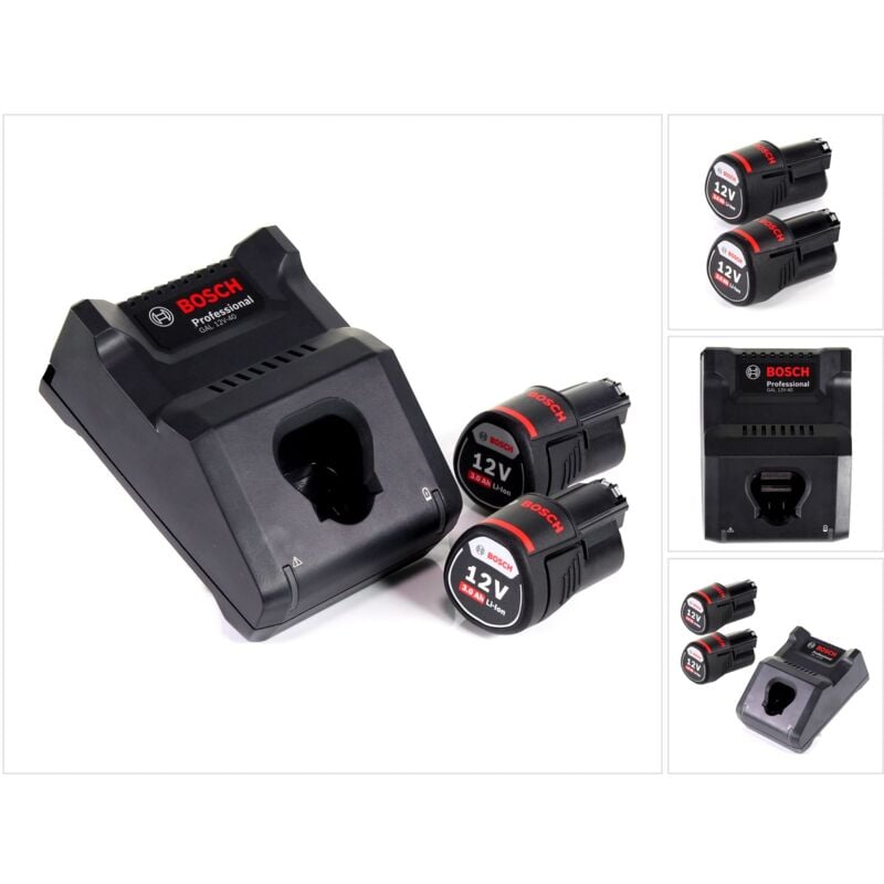 Bosch Professional - Bosch gal 12V-40 Professional chargeur rapide pour batteries 12V ( 1600A019R3 ) + 2x 3,0 Ah batterie ( 1600A00X79 )