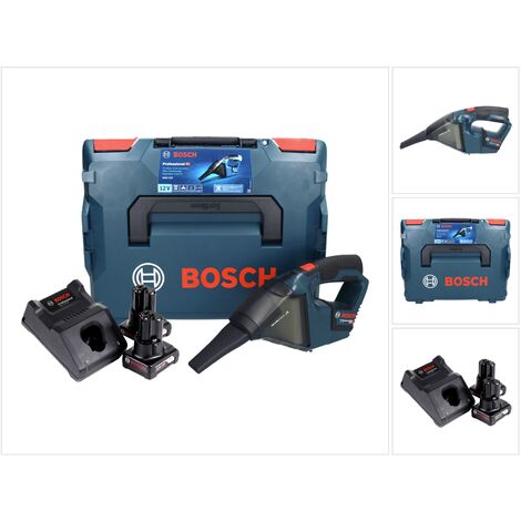 Bosch GAS 12V Professional Aspirador a batería en maletín L-Boxx + 2x Batería GBA 12 V - 6,0 Ah + Cargador GAL 1230 CV