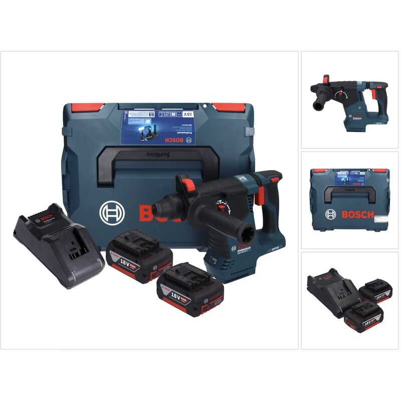 Gbh 18V-24 c Marteau perforateur sans fil professionnel 18 v 2.4 j Brushless sds plus + 2x batteries rechargeables 5.0 Ah + chargeur + l-boxx - Bosch