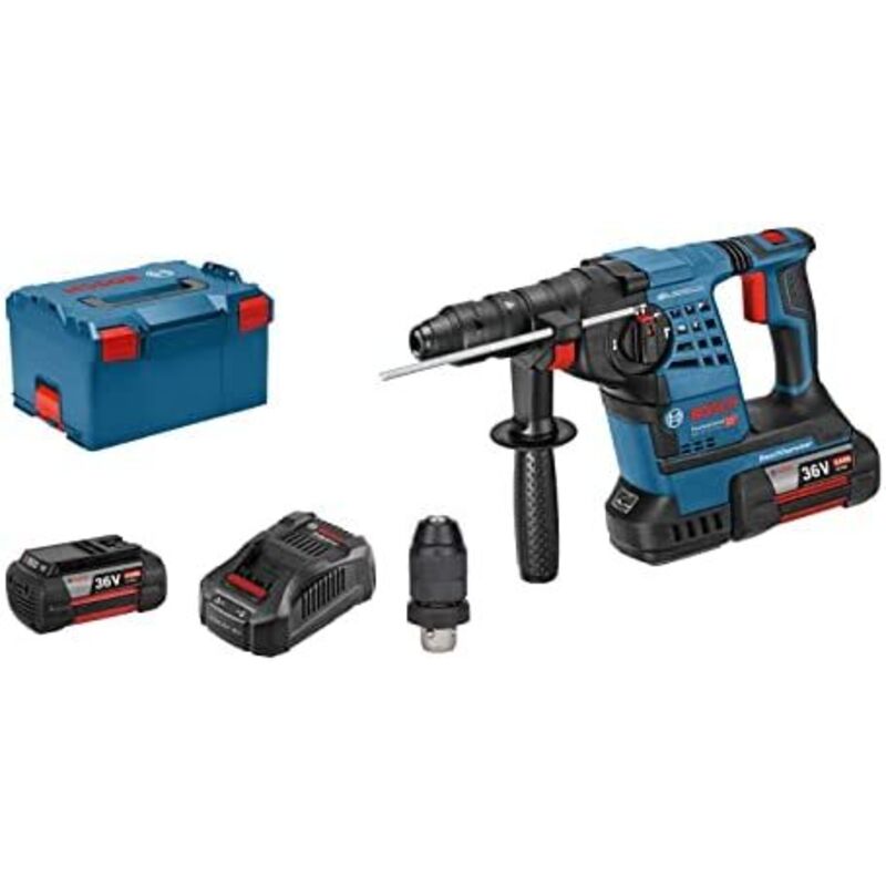 

GBH 36 VF-LI Plus 36V Batería de litio-ion Martillo combinado SDS-plus, incluye juego de mandril rápido (2x batería de 4,0Ah) en L-Boxx - 3J - Bosch