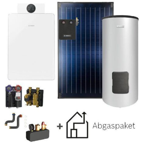 Bosch GC8800iF-30 Gas-Brennwertkessel Paket mit 3 Flachkollektoren und 380-l-Speicher