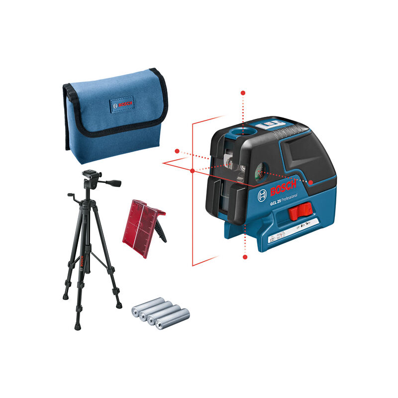 Laser à point gcl 25 Professional Bosch en kit avec sacoche de protection + trépied de chantier bt 150