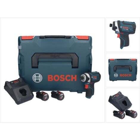 Bosch GDR 12V-105 Professional Akku Drehschlagschrauber 12 V 105 Nm 1/4 + 2x Akku 3,0 Ah + Ladegerät + L-Boxx