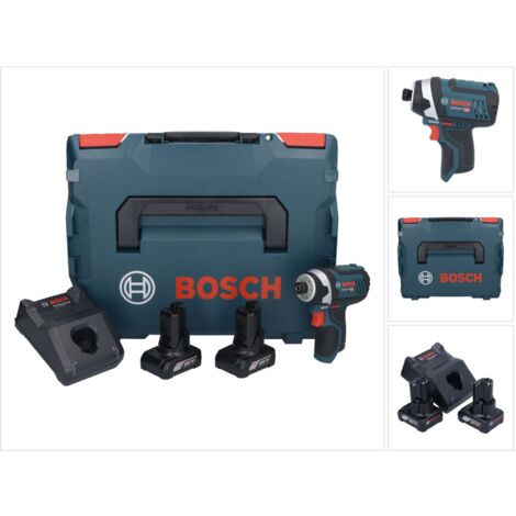 Bosch GDR 12V-105 Professional Akku Drehschlagschrauber 12 V 105 Nm 1/4 + 2x Akku 6,0 Ah + Ladegerät + L-Boxx