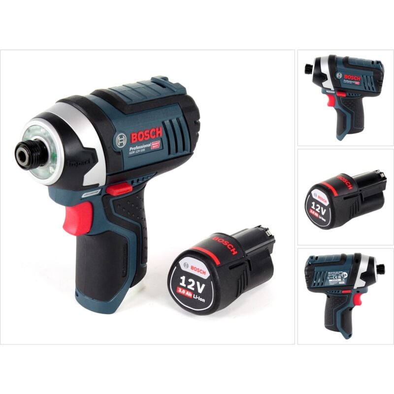 Gdr 12V-105 Professional Avvitatore ad impulsi a batteria in cartone + 1x Batteria gba 12 v 3,0 Ah - senza caricatore - Bosch