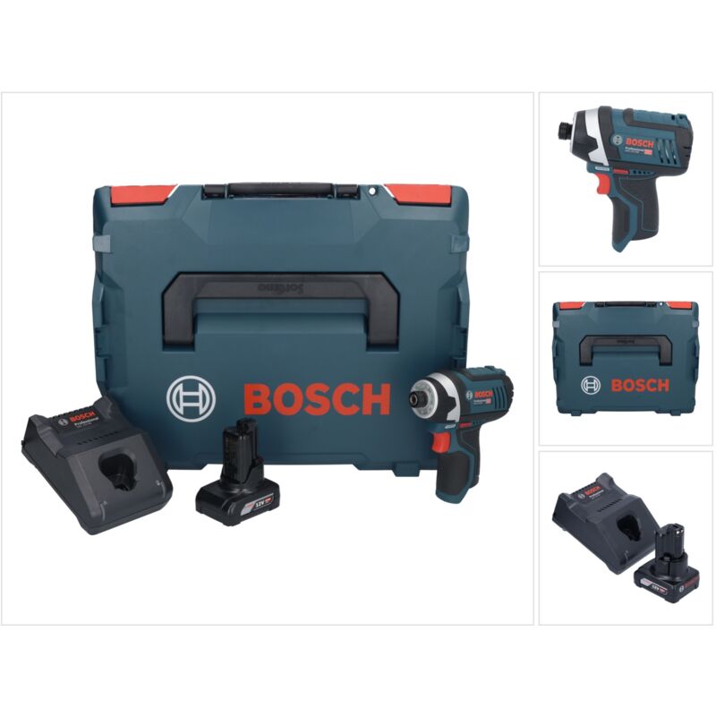 Gdr 12V-105 Professional Visseuse à chocs sans fil avec boîtier L-Boxx + 1x Batterie gba 12 v 6,0 Ah + 1x Chargeur gal 1230 - Bosch