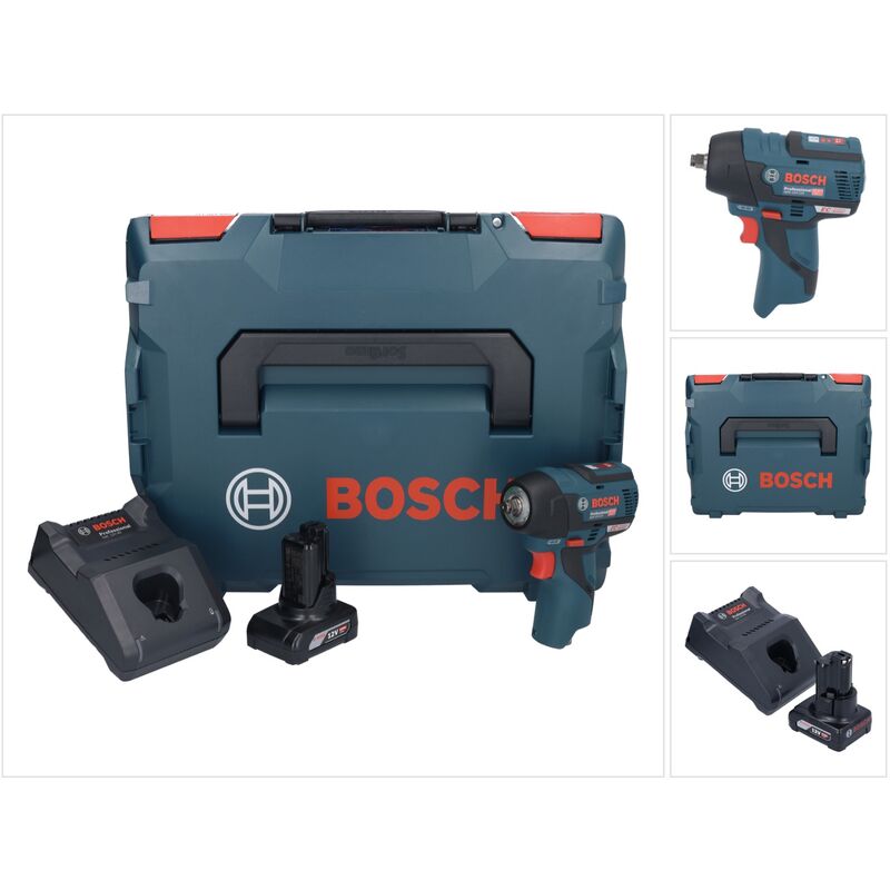 Gds 12V-115 Boulonneuse sans-fil avec Porte-outils Carré mâle de 3/8' en Coffret L-Boxx + 1x Batterie gba 12V 6,0 Ah + Chargeur - Bosch