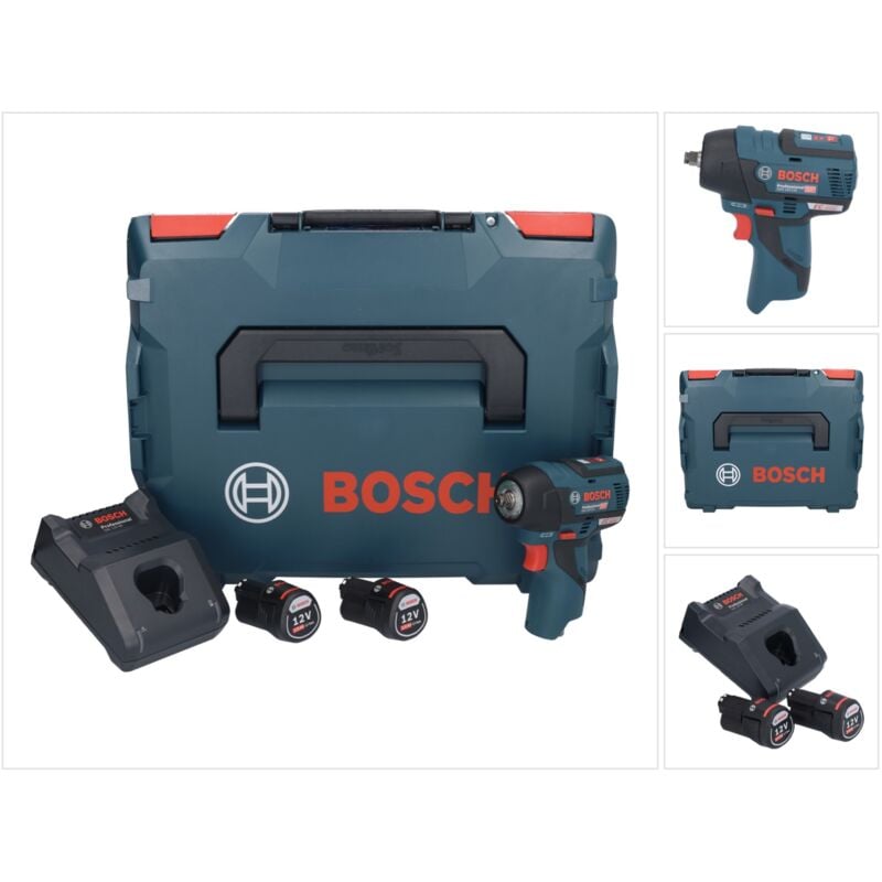 Bosch gds 12V-115 Professional Visseuse à chocs sans fil 12 v 115 Nm 3/8'' Brushless + 2x batterie 2,0 Ah + chargeur + L-Boxx