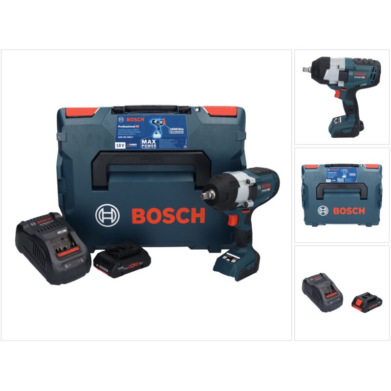 Image of Bosch GDS 18V-1000 C Professional 18 V 1000 Nm BITURBO Avvitatore a impulsi senza spazzole + 1x batteria ProCORE 4,0 Ah + caricabatterie + GCY 42