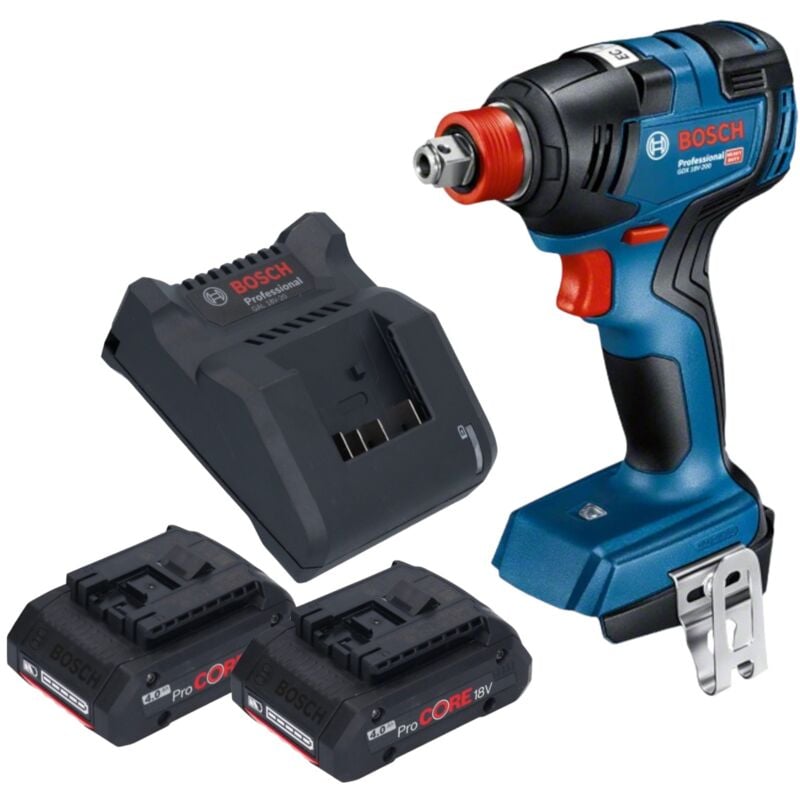 Bosch gdx 18V-200 Professional Visseuse à chocs sans fil 18 v 200 Nm Brushless + 2x batterie ProCORE 4,0 Ah + chargeur