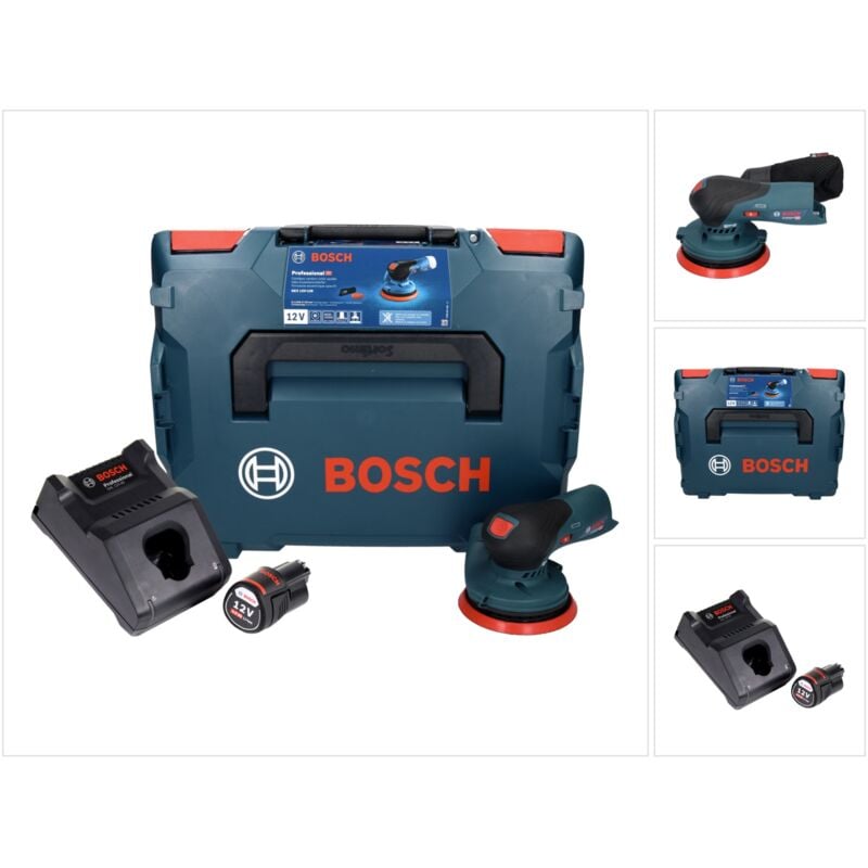 Bosch gex 12V-125 Professional Ponceuse excentrique sans fil 12 v 125 mm brushless + 1x Batterie 3,0 Ah + Chargeur + L-Boxx