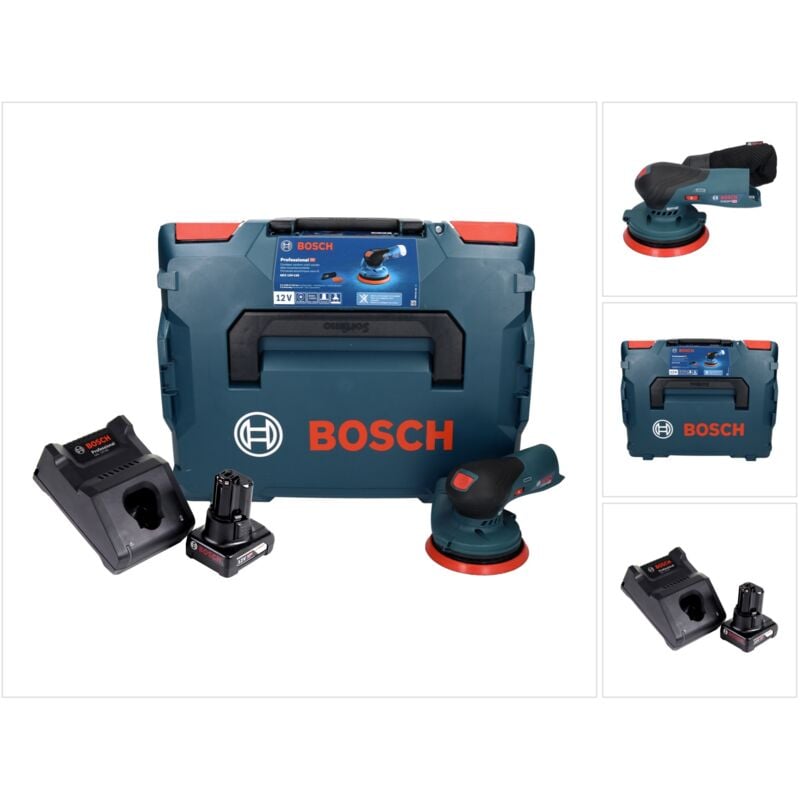 Bosch gex 12V-125 Professional Ponceuse excentrique sans fil 12 v 125 mm brushless + 1x Batterie 6,0 Ah + Chargeur + L-Boxx