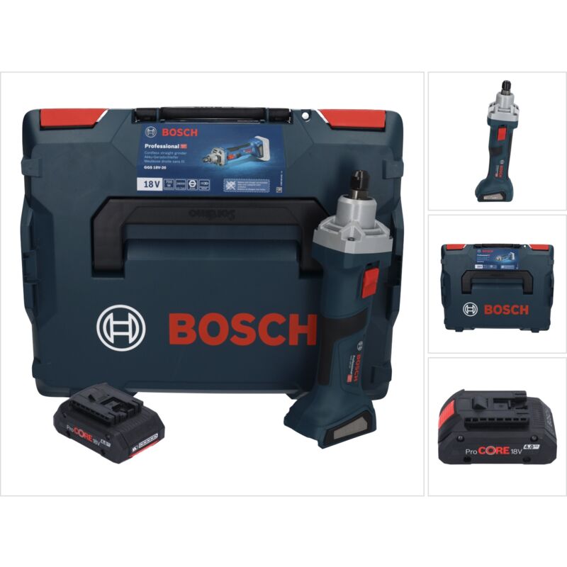 Bosch - ggs 18V-20 Meuleuse droite sans fil 18 v Brushless + 1x batterie ProCORE 4,0 Ah + l-boxx - sans chargeur