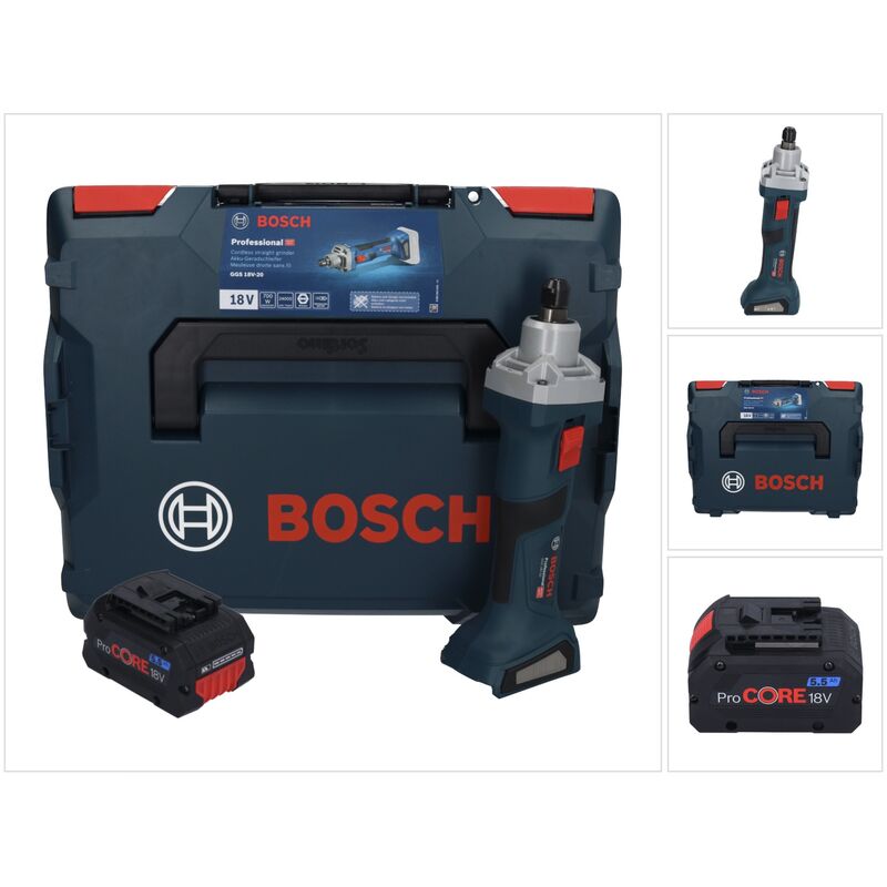 Bosch - ggs 18V-20 Meuleuse droite sans fil 18 v Brushless + 1x batterie ProCORE 5,5 Ah + l-boxx - sans chargeur