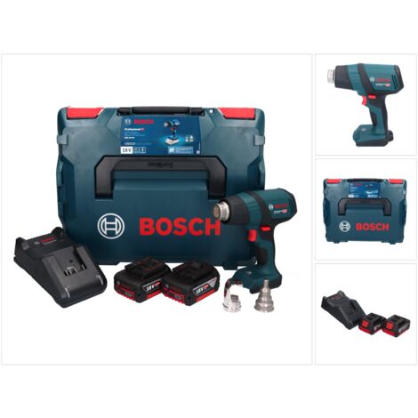 Bosch GHG 18V-50 Professional Akku Heissluftgebläse 18 V 300° C / 500° C + 2x Akku 5,0 Ah + Ladegerät + L-Boxx