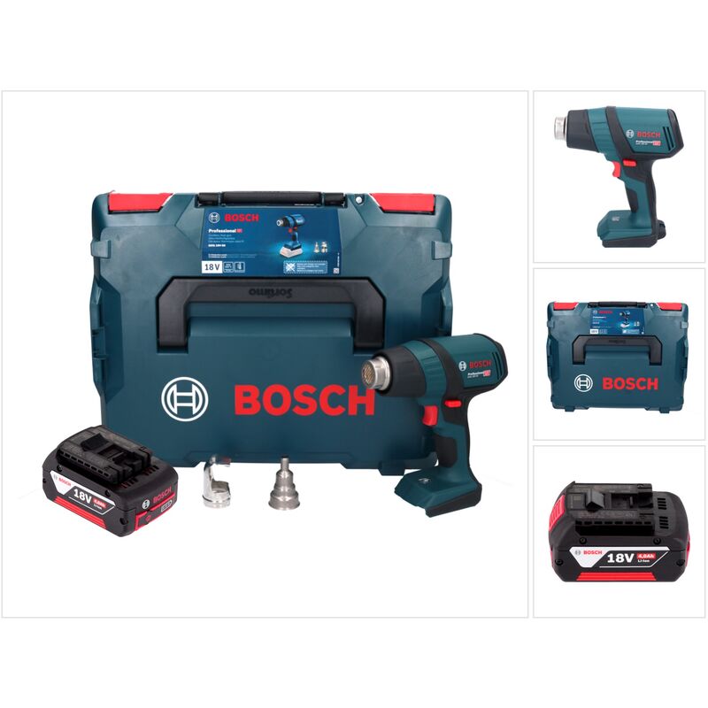 Bosch Professional – Pistolet à air chaud sans fil 18V – Température 300 500°C – 1 batterie 4 0Ah – Chauffage rapide en 6s – Pour travaux de précision 18V