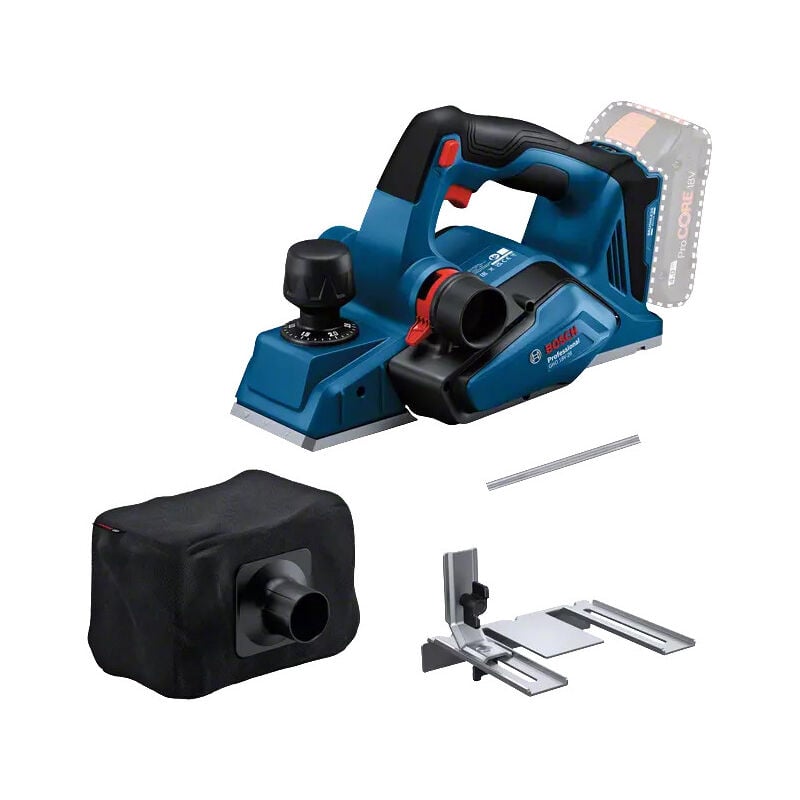 BOSCH Professional Bosch Professional 18V System rabot sans-fil GHO 18V-26 (moteur sans charbon, avec sac à poussière, butée parallèle, 1 fer wood