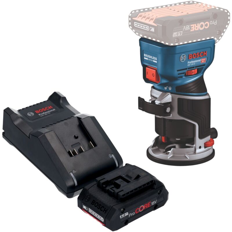 Bosch Professional - Bosch Gkf 18v-8 Professional Akku Kantenfräse 18 V 8, 0 Mm Brushless + 1x Procore Akku 4, 0 Ah + Ladegerät