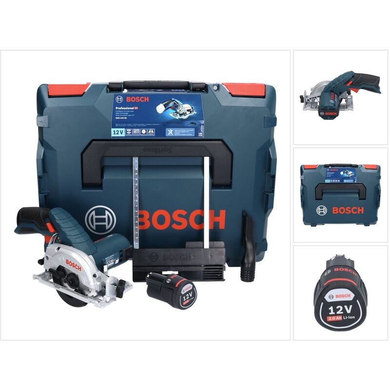 Bosch GKS 12V-26 Professional Scie circulaire portative sans fil 12 V 85 mm + 1x batterie 2,0 Ah + L-Boxx - sans chargeur