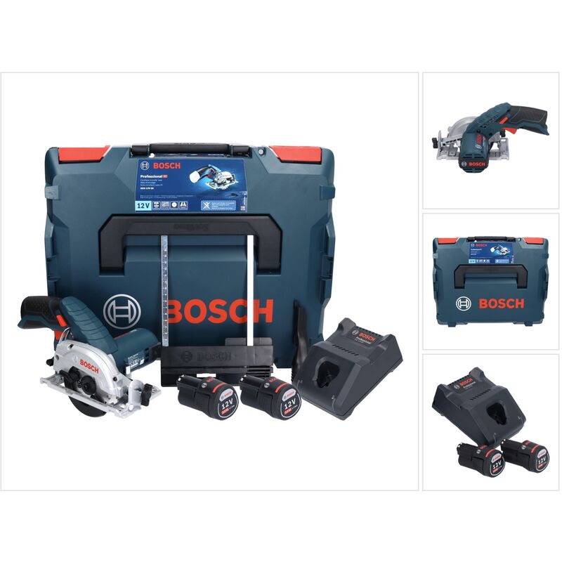 Bosch gks 12V-26 Professional Scie circulaire portative sans fil 12 v 85 mm + 2x batterie 2,0 Ah + chargeur + L-Boxx