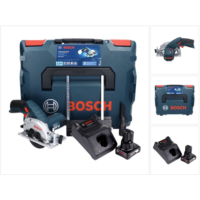 Gks 12V-26 Professional Scie circulaire sans fil 85mm avec boîtier L-Boxx + 1x Batterie gba 6,0 Ah + Chargeur gal 1230 cv - Bosch