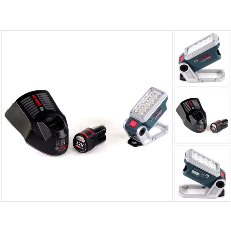 Lampada a batteria Bosch GLI 12V-330 DeciLED + 1 batteria da 3,0 Ah + caricabatteria