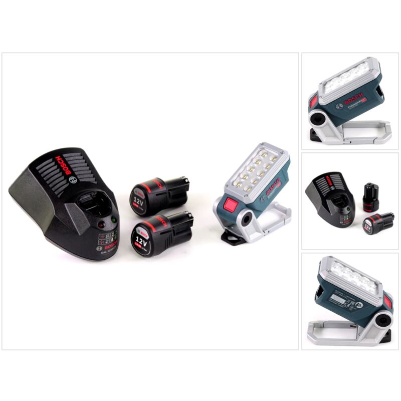 Lampada a batteria Bosch GLI 12V-330 DeciLED + 2 batterie da 3,0 Ah + caricabatterie