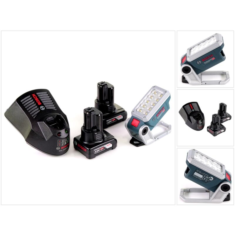 Lampada a batteria Bosch GLI 12V-330 DeciLED + 2 batterie da 6,0 Ah + caricabatterie