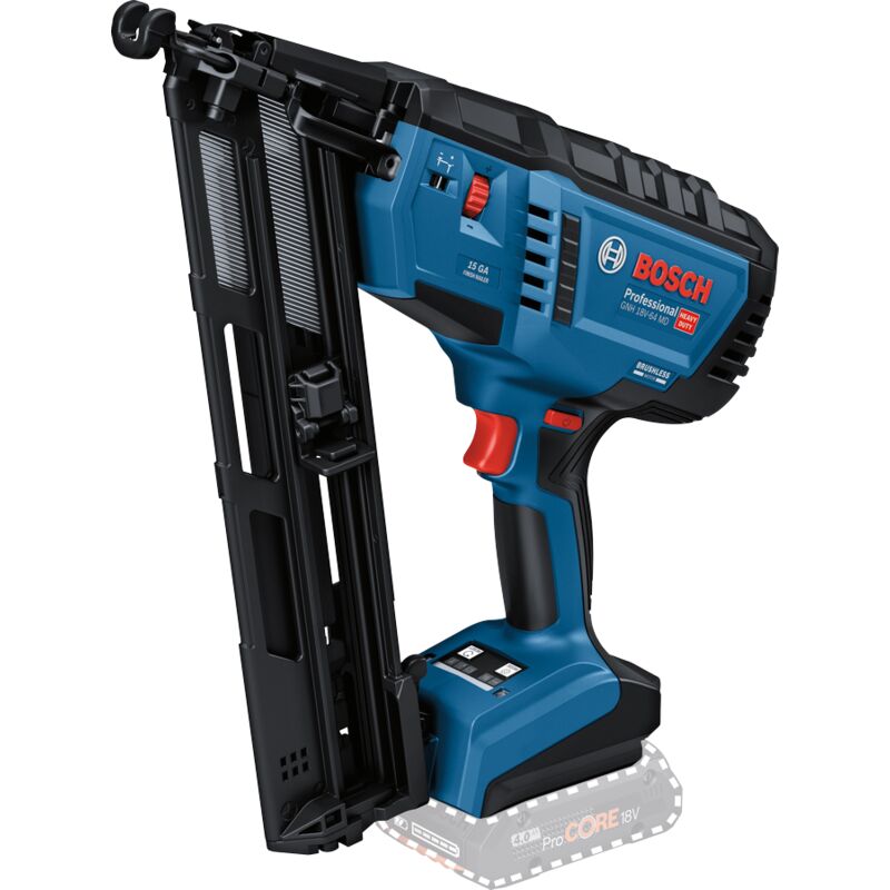 Bosch Professional 18V System cloueur à bois sans fil GNH 18V 64 MD tir coup par couppar contact pour clous de : 32–64 mm 15 ga 1 8 mm et inclinaison chargeur 34°