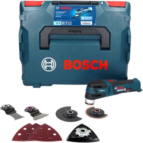 BOSCH PROFESSIONAL Bosch GOP 12V-28 Cutter multifonctions sans fil 12V Starlock Brushless Solo + Starlock Set Best of Renovation 5pcs. + L-Boxx - sans batterie, sans chargeur