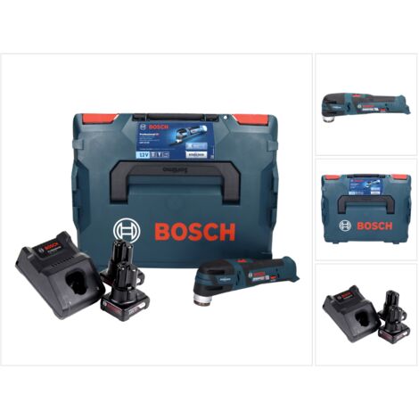 Bosch GOP 12V-28 Professional Découpeur-Ponceur sans fil Brushless avec Starlock + Coffret L-Boxx + 2x Batteries GBA 12 V 6,0 Ah + Chargeur GAL 1230 CV