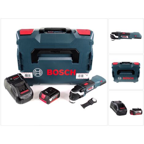 Bosch GOP 18 V-28 Professional Brushless Outil multifonctions découpeur-ponceur sans fil avec StarlockPlus + boîtier L-Boxx + 1x Batterie GBA 5,0 Ah + Chargeur GAL 1880 CV